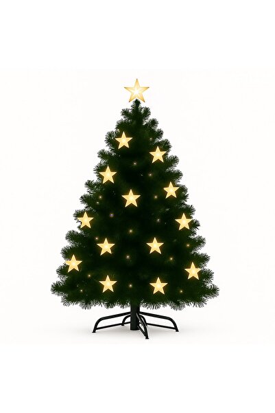 Teno ®   Brad artificial de Crăciun 180 cm cu lumini LED stea și ornament de ...