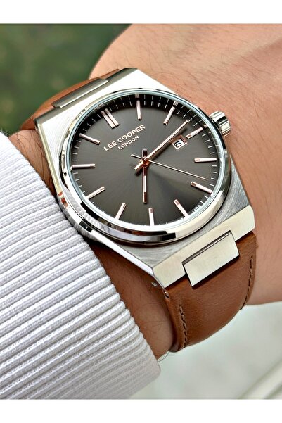 Lee Cooper Brown Color 5 Atm Leather Band Men's Wristwatch with Calendar 8261Lc