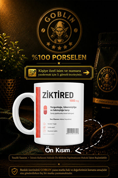 Goblin Ziktired İlaç Kupa Bardak Kişiye Özel isimli Eczacı Doktor Hemşire hed...