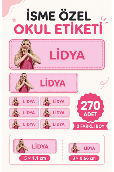 StickerAtölye İsme Özel Manifest Lidya Etiket Sticker - Okul Etiketi 270 Adet...