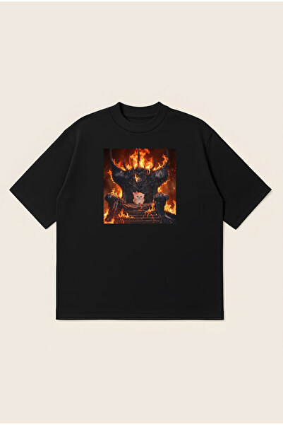 Moon Dancer Majica sa printom "Devil Cat", široki kroj, unisex, 100% pamuk | ...