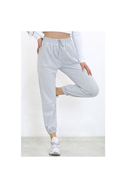 EYAX MODA Women's Gray Elastic Leg Jogger Sweatpants