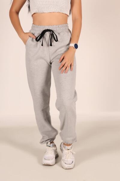 EYAX MODA Makentmoda Gray Sweatpants with Two Thread Elastic Legs