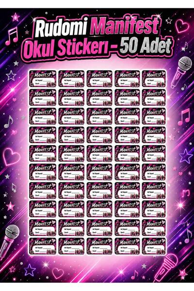 Manifest okul mini sticker _50 Adet _kişileştirilebilir
