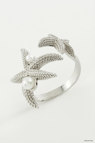 ZERO LAND Zngzrmll Sea Star Pearl Metal Ring (14424) Silver Color
