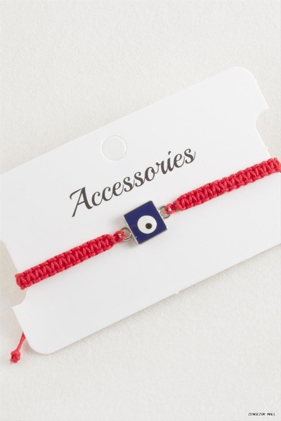 ZERO LAND Zngzrmll Square Evil Eye Macrame Braided (13943) Bracelet Red