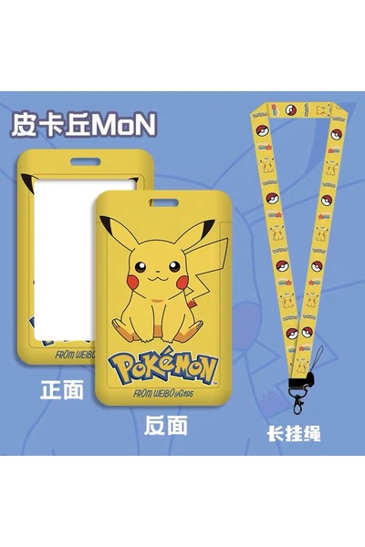 synshop Cute Yellow Pokemonnn Patterned Neck Strap Lanyard Card Holder Id and...
