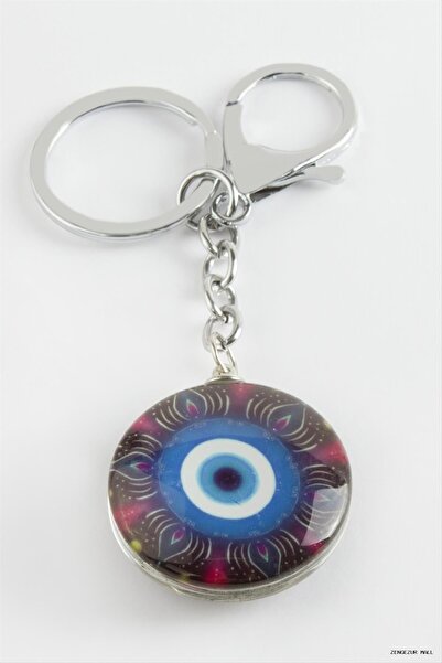 ZERO LAND Zngzrmll Nazar Cam Keychain (14354) Silver Color