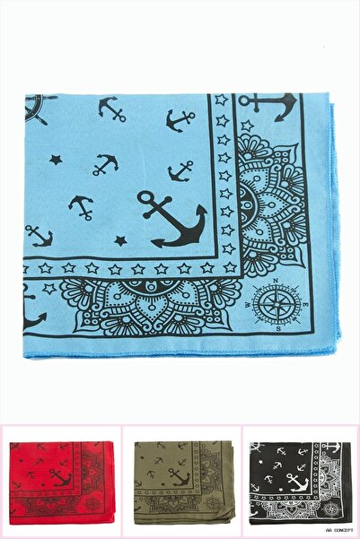 ZERO LAND Aconcept Anchor Patterned Linen Bandana (190457) 50X50 Marbled