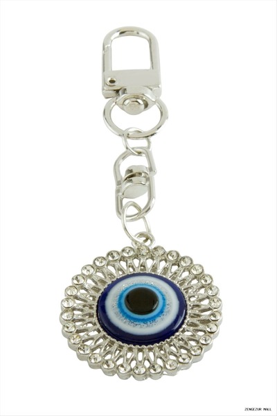 ZERO LAND Zngzrmll Evil Eye Stone Keychain (05733) Silver Color