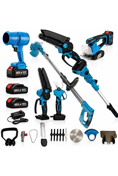 MACVI 6-in-1 48V Brushless Cordless Garden Tool Set, 2 Li-Ion Batteries