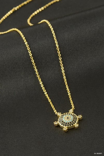 ZERO LAND CONCEPTA Compass Necklace with Zircon Stones (190643) - Yellow