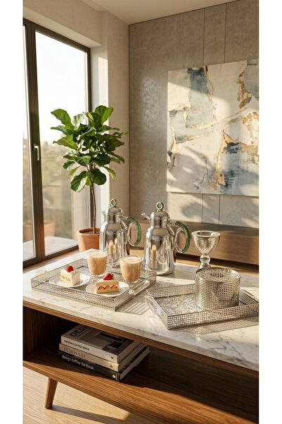 Generic *Luxury 6-Piece Hospitality Set with Tea & Coffee Trays, Serving Tray...