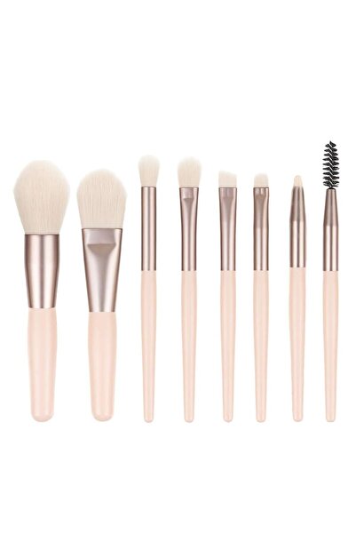 Teno ® Set of 8 Mini Makeup Brushes, Portable, Cream