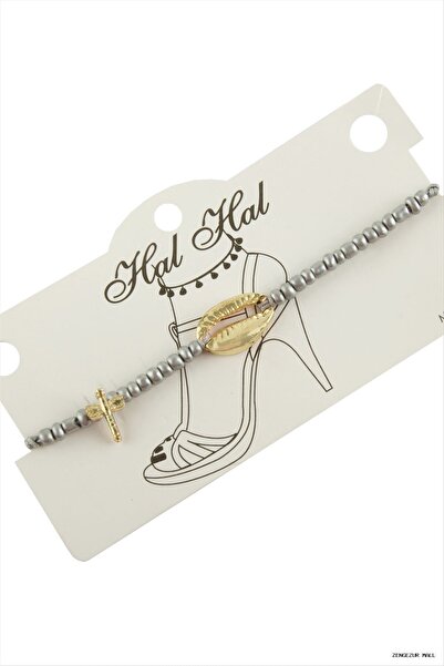 ZERO LAND Zngzrmll Yellow Color Sea Shell Beads (24031) Anklet Gray