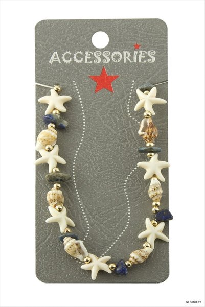 ZERO LAND CONCEPTA Starfish, Seashell, Broken Natural Stone (190426) Anklet, ...