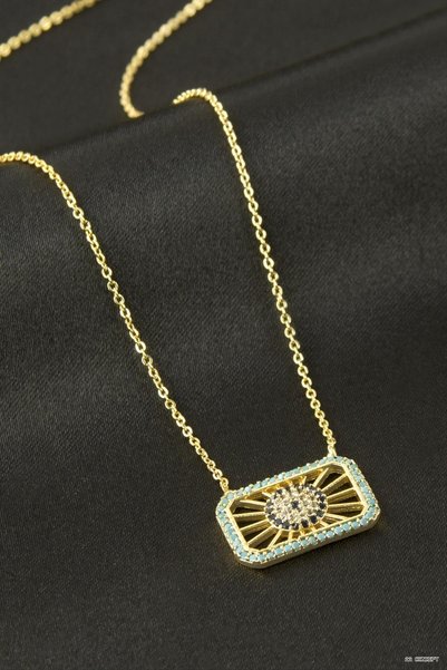 ZERO LAND Concepta Frame with Evil Eye Zircon Stone (03249) Necklace Yellow