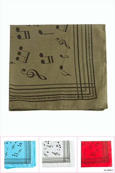 ZERO LAND Aconcept Note Patterned Linen Bandana (10651) 50X50 Ebruli