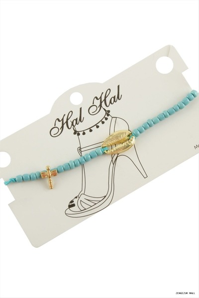 ZERO LAND Zngzrmll Yellow Color Sea Shell Beads Anklet (11526) Blue