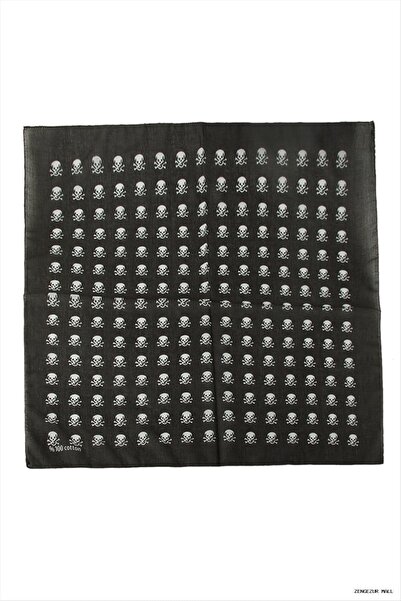 ZERO LAND Zngzrmll Skull Patterned Bandana (23930) 50X50 Black