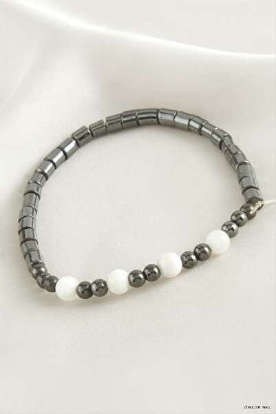 ZERO LAND Zngzrmll Hematite Natural Stone (22552) Bracelet Anthracite