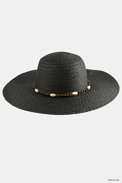 ZERO LAND Zngzrmll Wooden Beaded Straw (15736) Hat Black