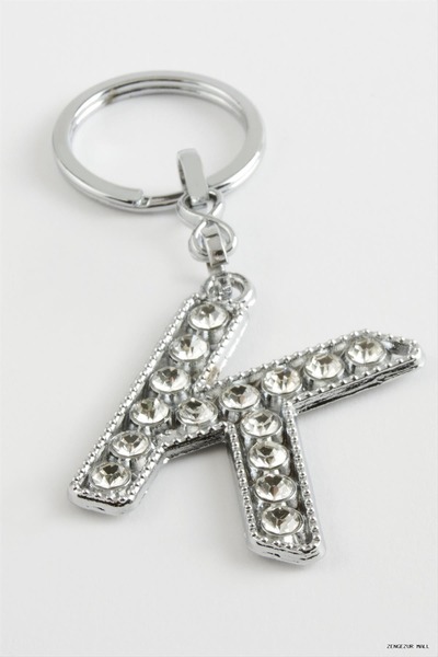 ZERO LAND Zngzrmll Silver Color Stone (20322) Letter Keychain