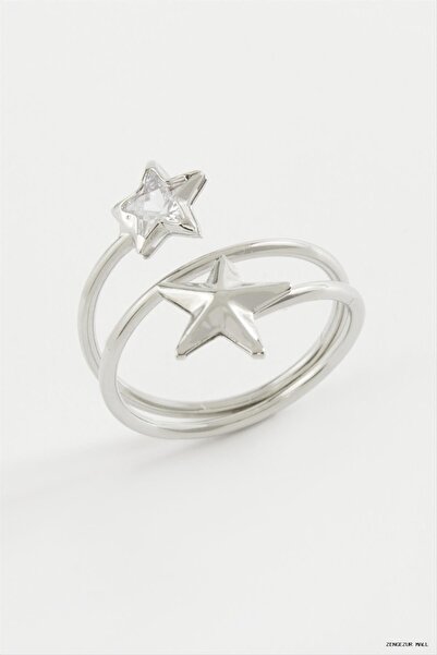 ZERO LAND Zngzrmll Heart Star Zircon Stone Ring (15325) Silver Color