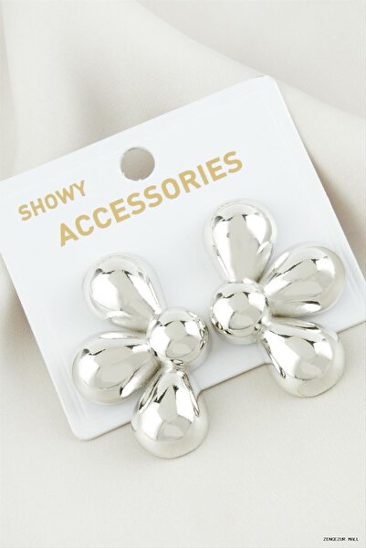 ZERO LAND Zngzrmll Flower Metal Earrings (20503) Silver Color