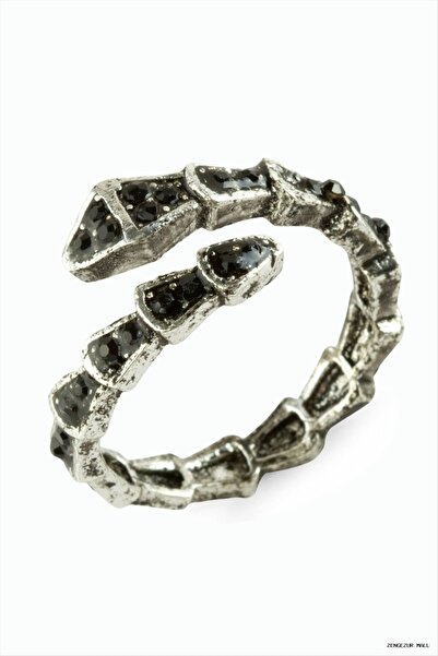 ZERO LAND Zngzrmll Metal Ring with Snake Stone (23125) Silver Color