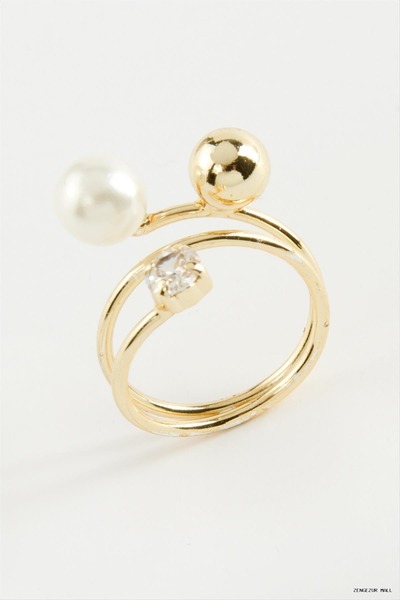 ZERO LAND Zngzrmll Round Pearl Metal (15343) Ring Yellow