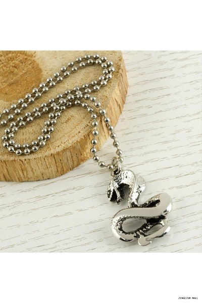 ZERO LAND Zngzrmll Snake Metal Necklace (21726) Silver Color