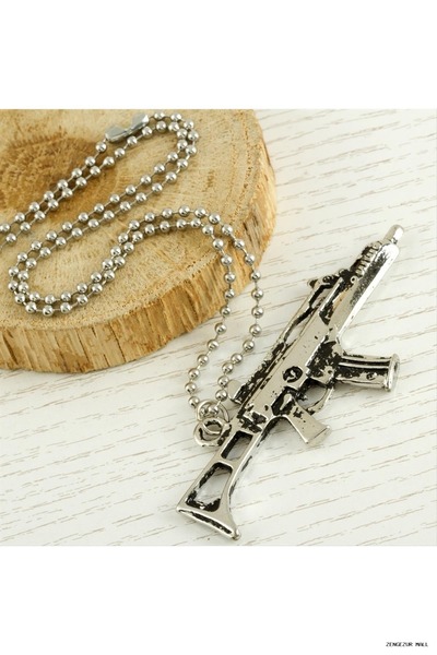 ZERO LAND Zngzrmll Gun Metal Necklace (21707) Silver Color
