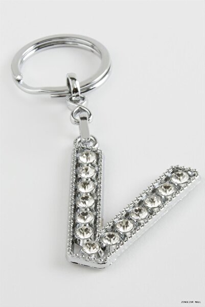 ZERO LAND Zngzrmll Silver Color Letter with Stone (20329) Keychain V