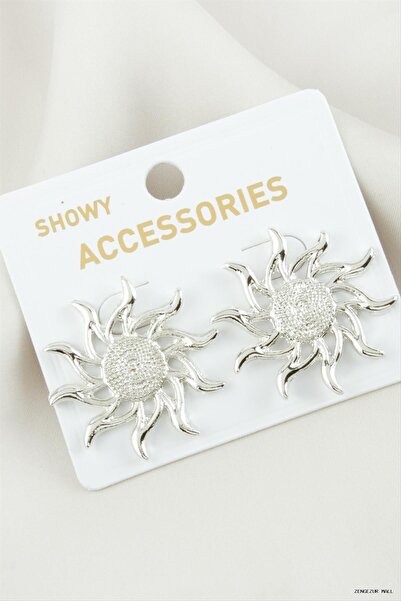 ZERO LAND Zngzrmll Sun Metal Earrings (20447) Silver Color