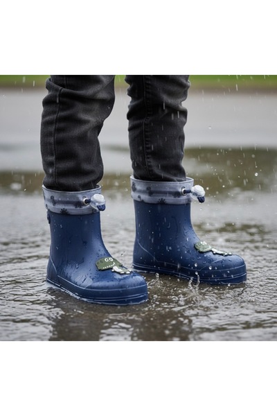 IGOR W10323 mendi lacivert dino , unisex çocuk yağmur botu , kaymaz taban , s...