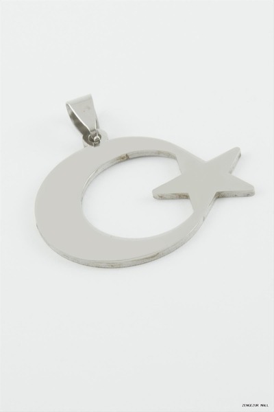 ZERO LAND Zngzrmll Moon Star Steel Pendant 2.5cm (42648) Silver Color