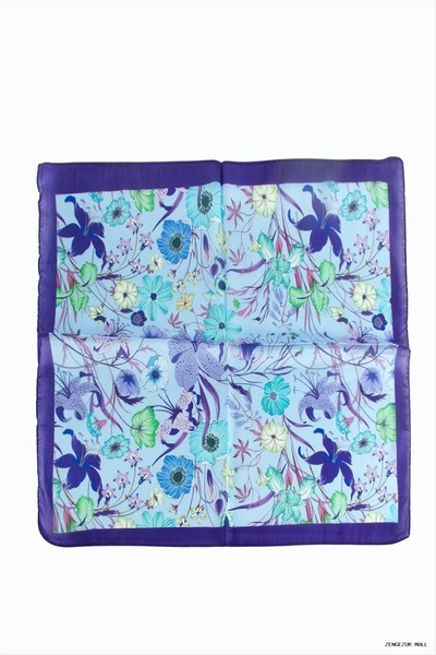 ZERO LAND Zngzrmll Floral Patterned Purple Color Zr Chiffon Foulard (82556) 5...