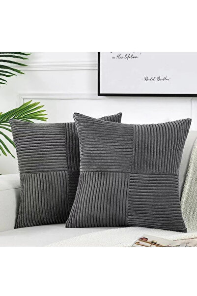 OEM Decorative Pillowcase Charcoal Grey, Corduroy Pattern with Premium Textur...