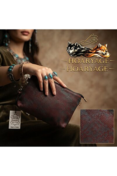 hoaryage Genuine Lambskin Patterned Design Clutch Handbag with Removable Stra...