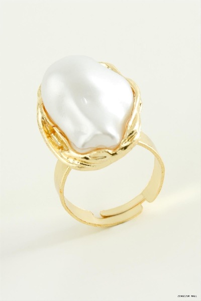 ZERO LAND Zngzrmll Oval Pearl Metal (30536) Ring Yellow