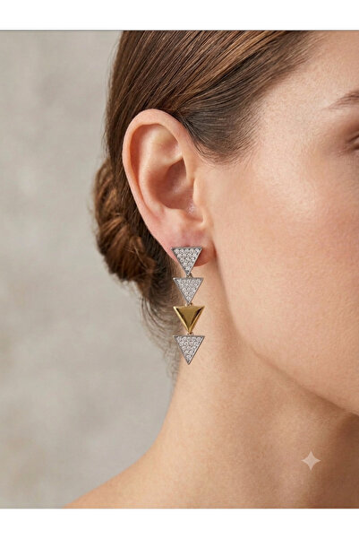 Nazellaa Pyramid Sparkle Dangle Earrings