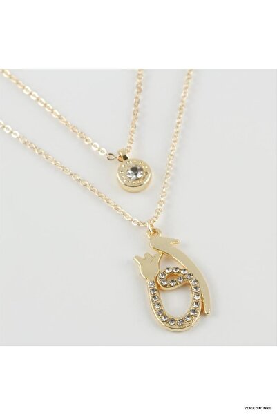 ZERO LAND Zngzrmll Vav Elif Figured New Season Double (32241) Necklace Yellow