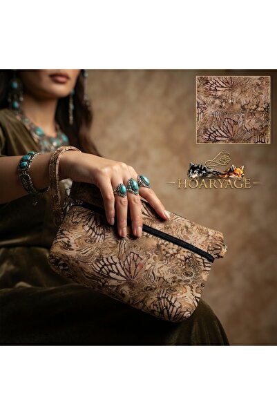 hoaryage Genuine Lambskin Patterned Design Clutch Handbag with Removable Stra...