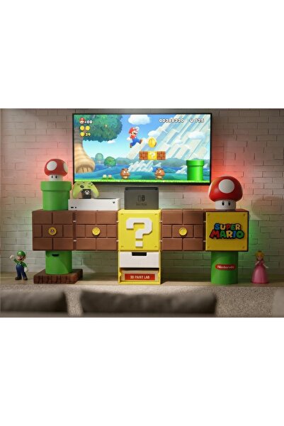 Lagom Super Mario Temalı Modüler TV Ünitesi ve Konsol Standı - 3D Baskı Gamer...
