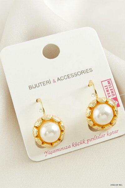 ZERO LAND Zngzrmll Flower Pearl Metal (30230) Earrings Yellow
