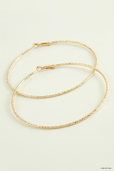 ZERO LAND Zngzrmll Zigzag Twisted Metal Hoop Earrings 8-9-10 cm (30952) 9 cm