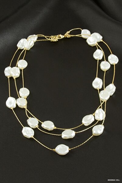 ZERO LAND Zngzrmll Oval Pearl Triple (31741) Necklace Yellow