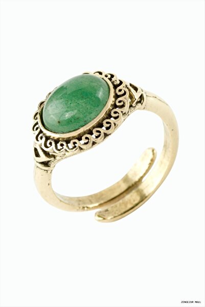 ZERO LAND Zngzrmll Oval Natural Stone Authentic (24815) Ring Aventurine
