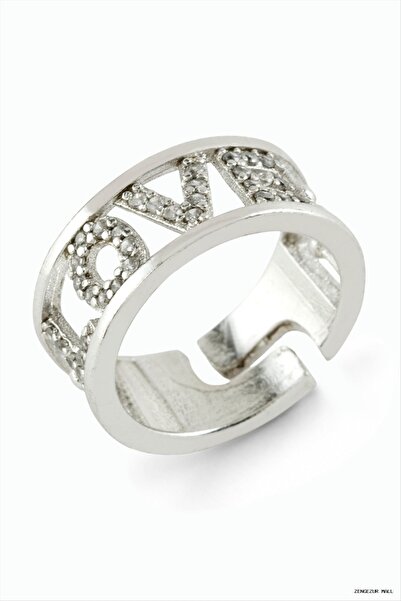 ZERO LAND Zngzrmll Love Written Stone Ring (53203) Silver Color
